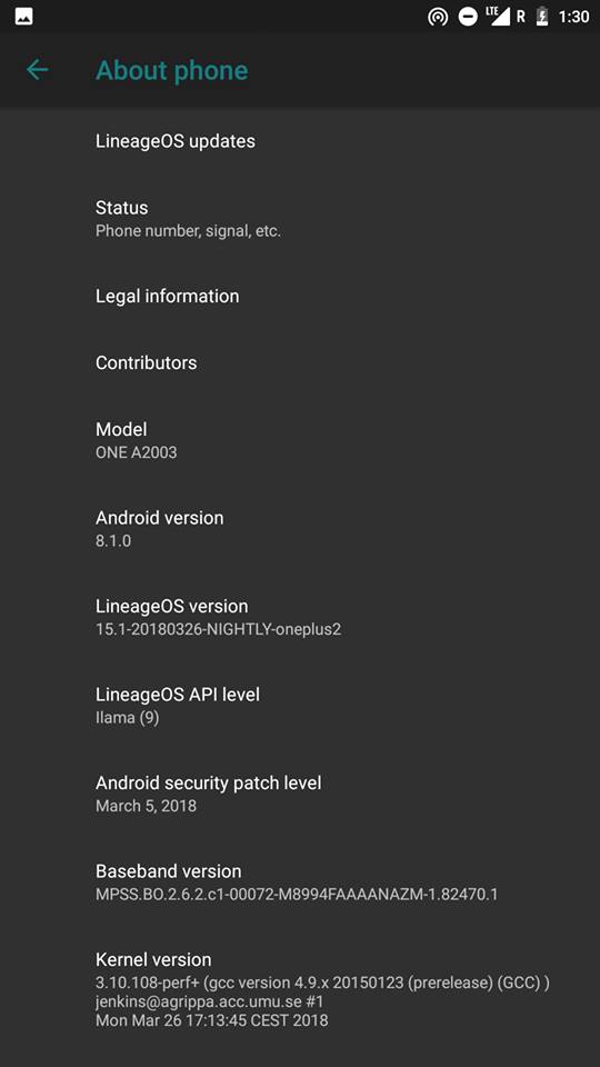 LineageOS 15.1 Screenshot