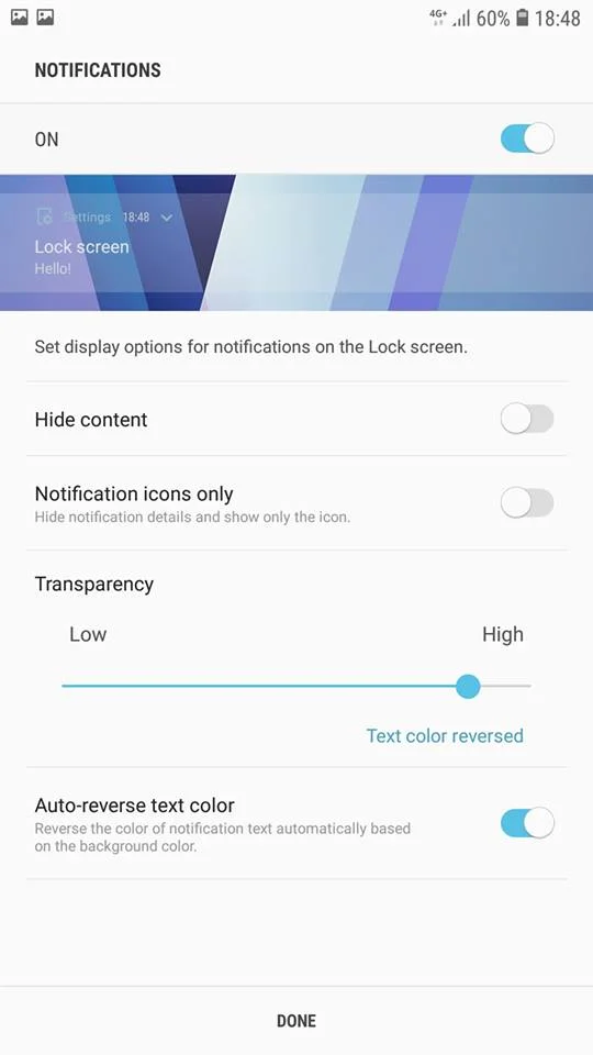 Screenshots from Samsung Oreo