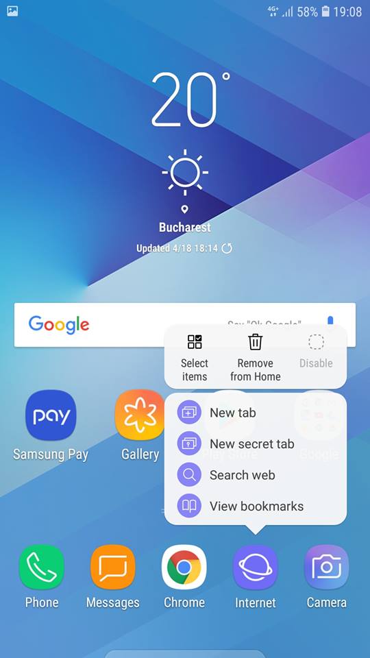 Screenshots from Samsung Oreo