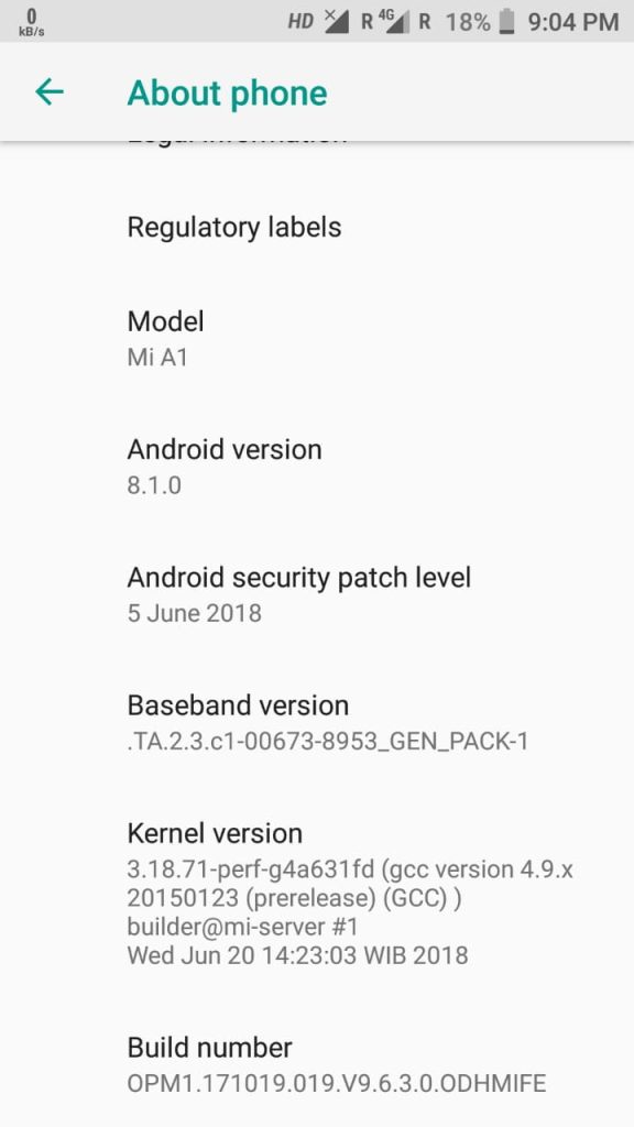 MI A1 Oreo update