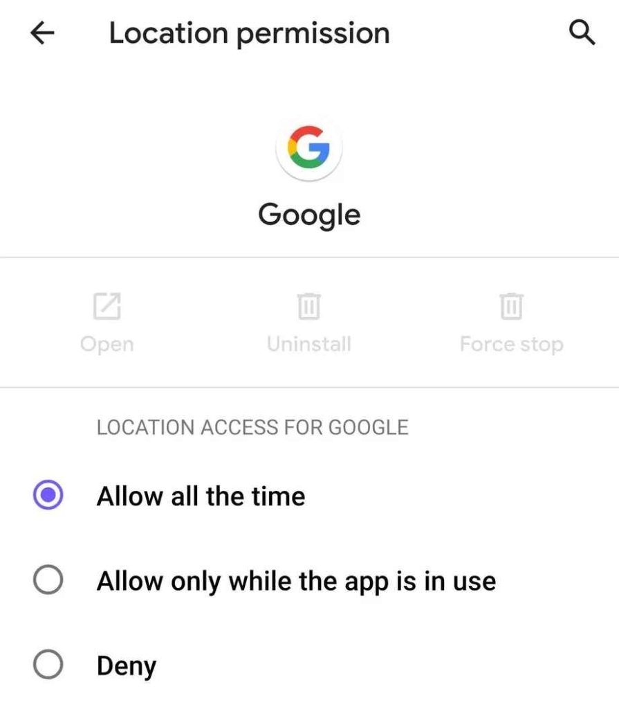 Location permission Android Q
