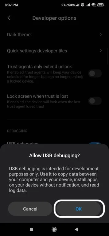 USB Debugging mode