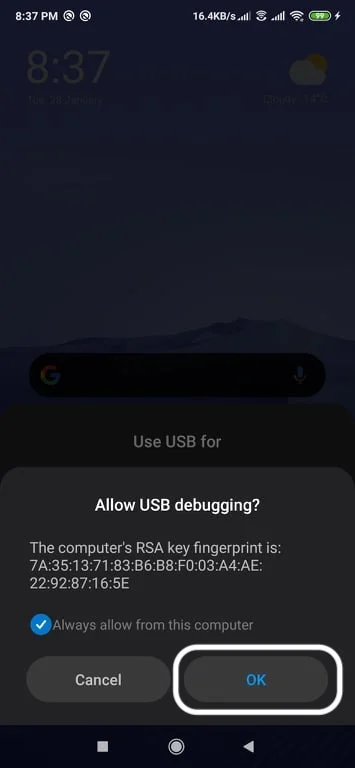 USB Debugging mode