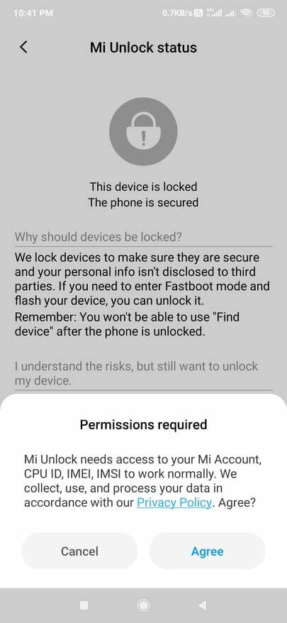 Unlock Mi device
