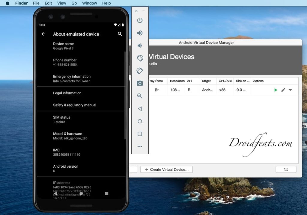 Android 11 on Pixel 3 AVD