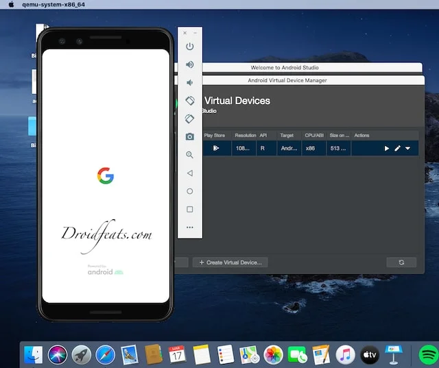 Android Studio running Android 11